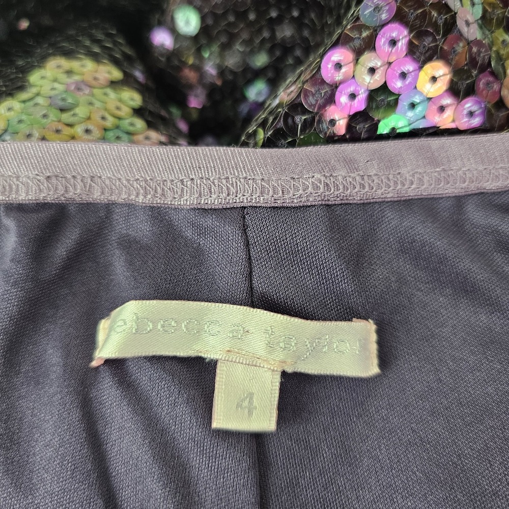 Rebecca Taylor Sequins Pants Womens 4 Purple Pull On Party Event Glam Formal - Picture 3 of 10